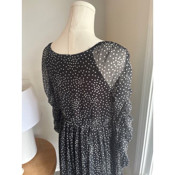 NWT Torrid Mini Mesh Long Sleeve Ruched Skater Dress Black Dot Size Medium - Picture 11 of 11